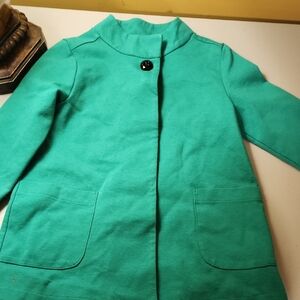 Gymboree Green Knit Coat with Black Lining